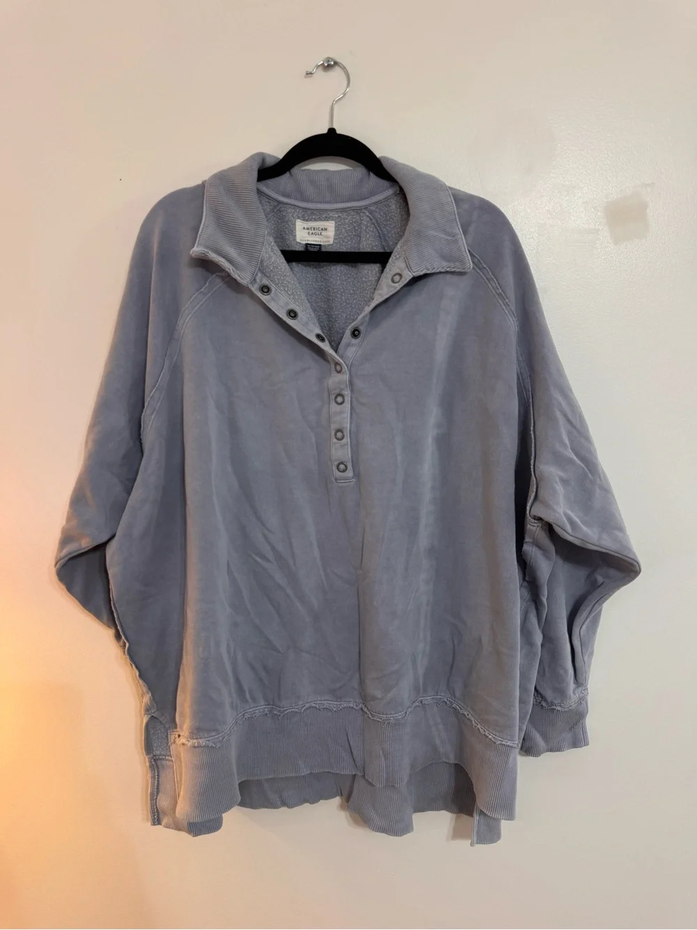 American Eagle Light Blue Snap Pullover